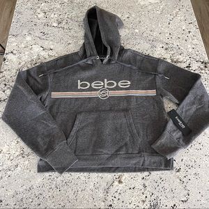 Bebe Women’s Sequin Logo Hoodie - Charcoal